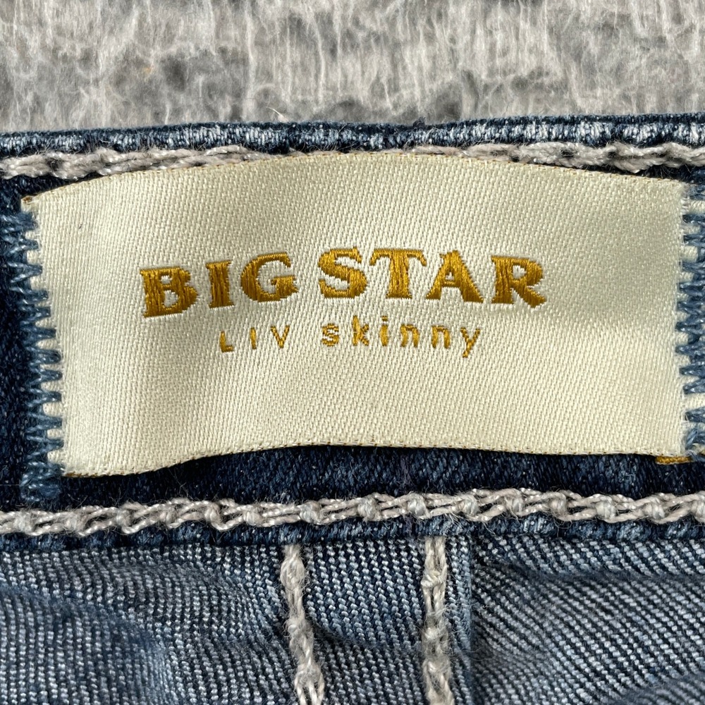 Big Star Jeans Womens 26R Blue Liv Skinny Low Rise Thick Stitch Denim Stretch - Picture 3 of 9